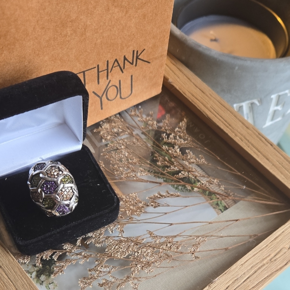 Silver and Purple Statement Ring